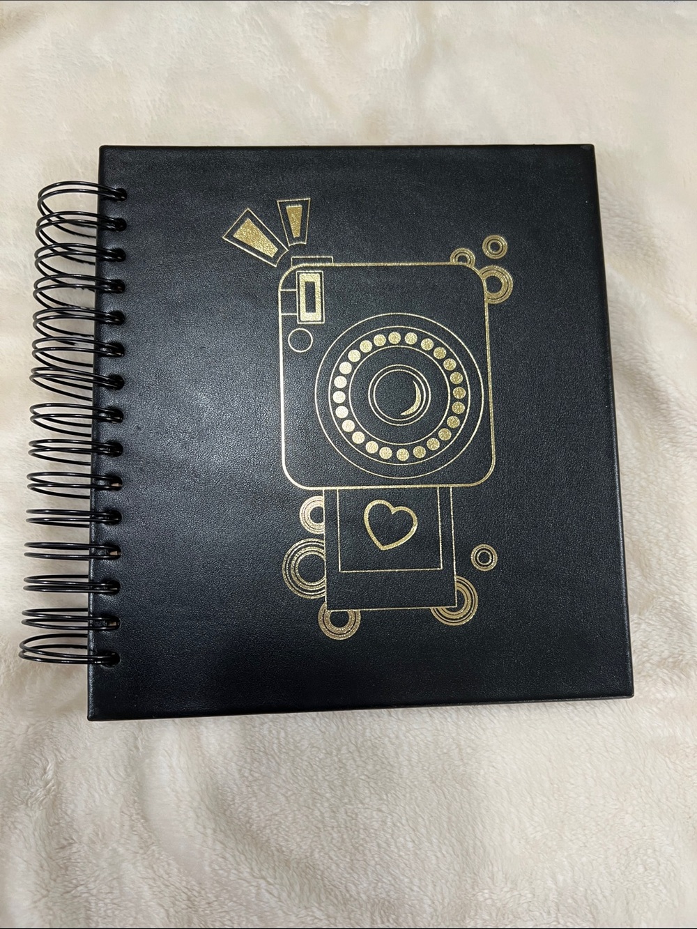Michael Kors Black Spiral Notebook with Gold Camera Motif
